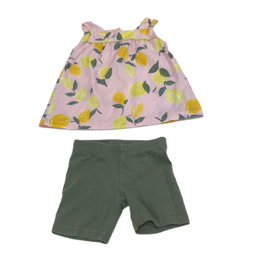 CARTER'S Baby Girls Lemon Linen Tank Slub Jersey Short 2 Piece Set 2T